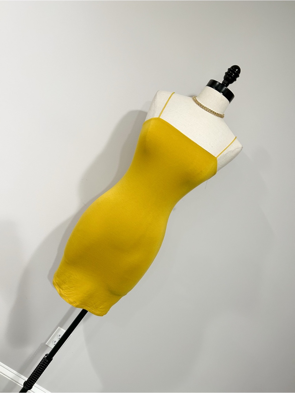 Fashion Nova Mustard Yellow Spaghetti Strap Bodycon Mini Dress